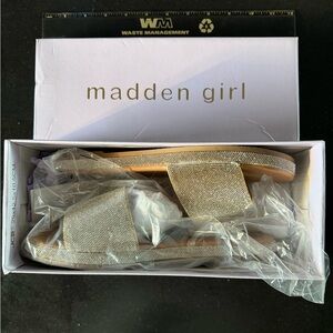 Madden Girl Shimmering Gold Slide Sandals Size 8 NEW